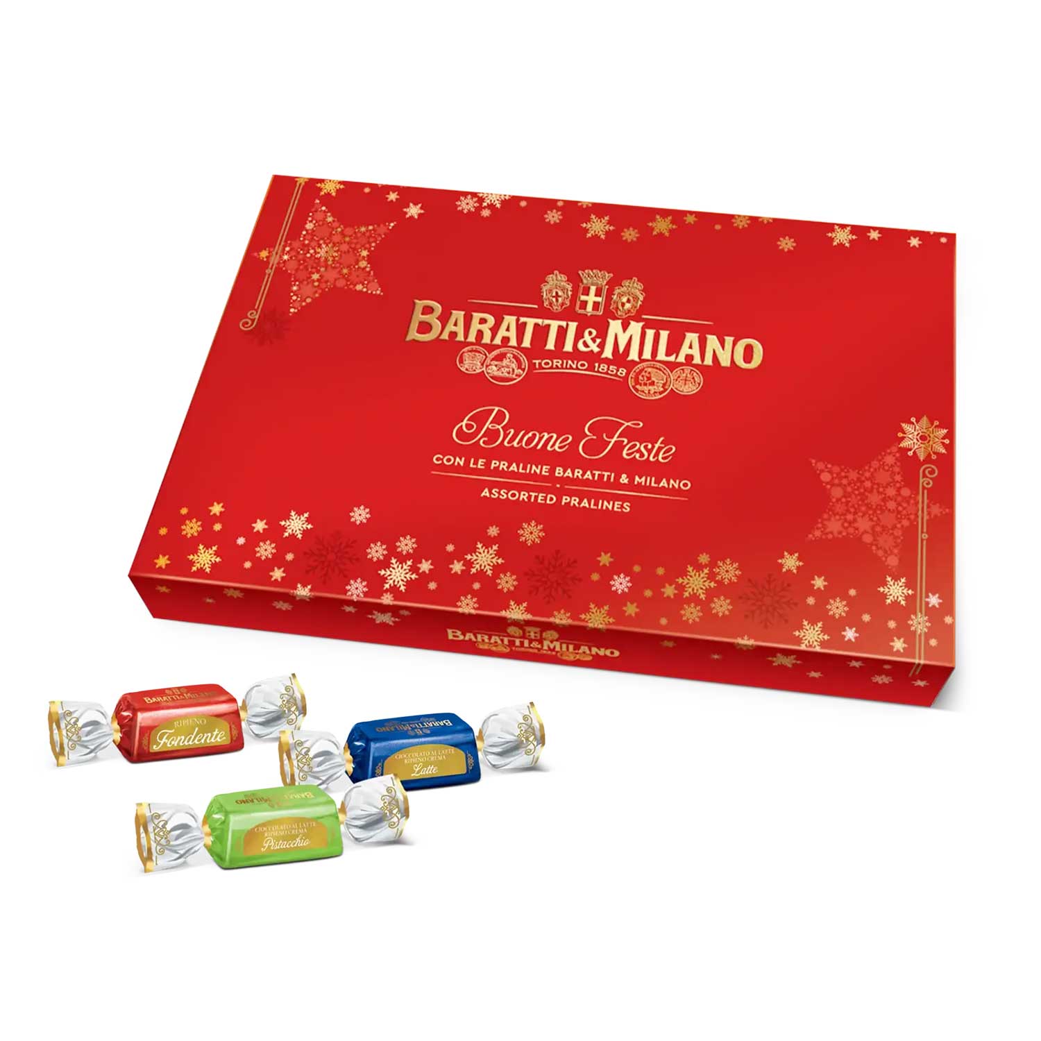 Baratti & Milano Weihnachtsgeschenkbox mit Auswahl an italienischen Pralinen, 230g